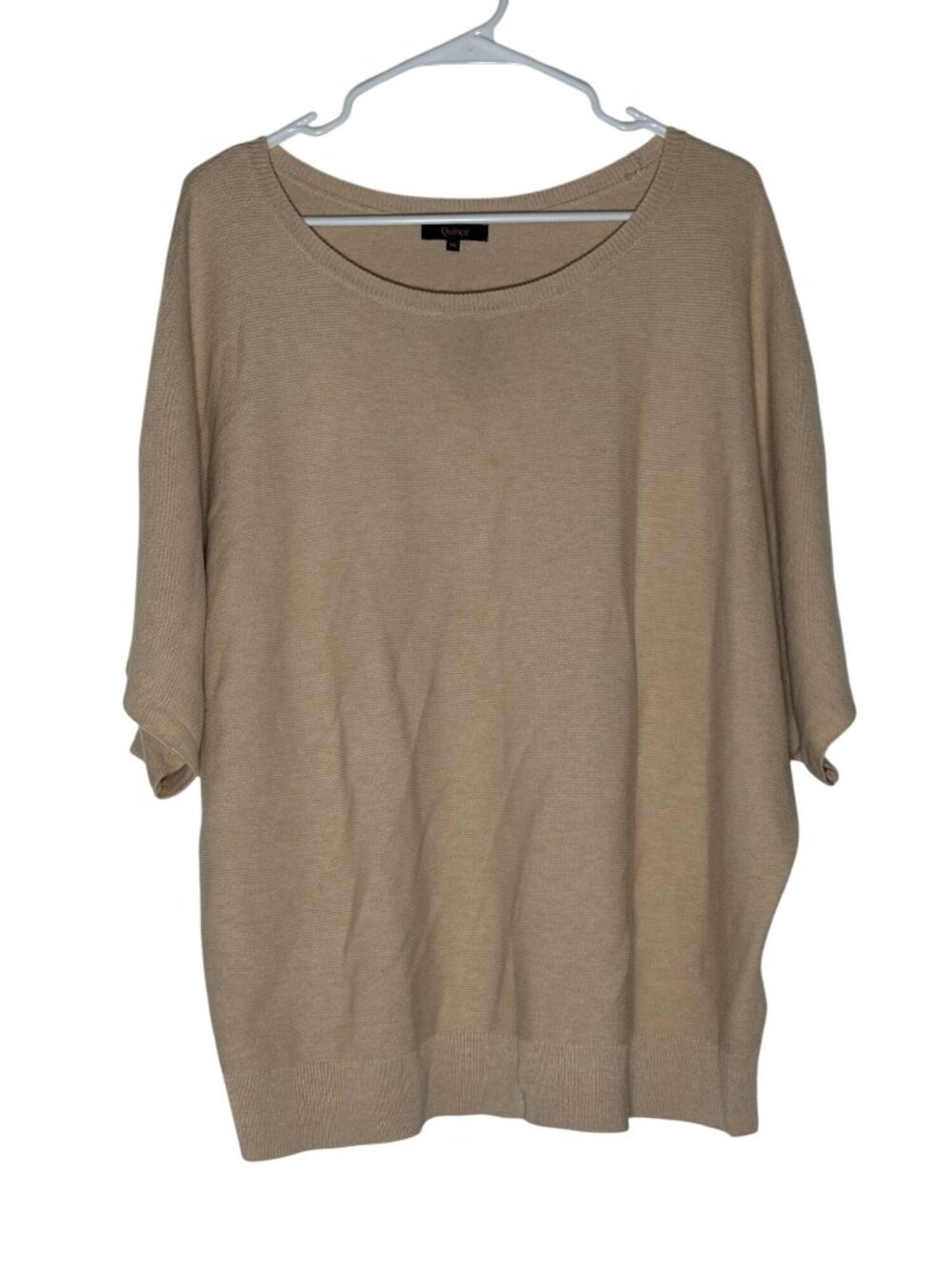 Quince Lightweight Cotton Cashmere Link-Stitch Dolman Sweater Heather Oatmeal XL